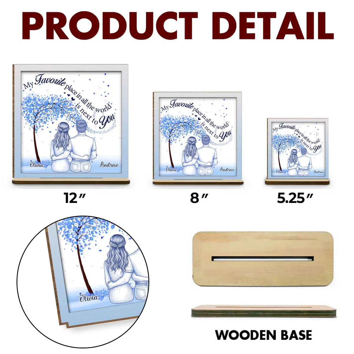 My Favorite Place - Personalized Custom 2-Layer Wood Plaque With Flat Base - Image 6