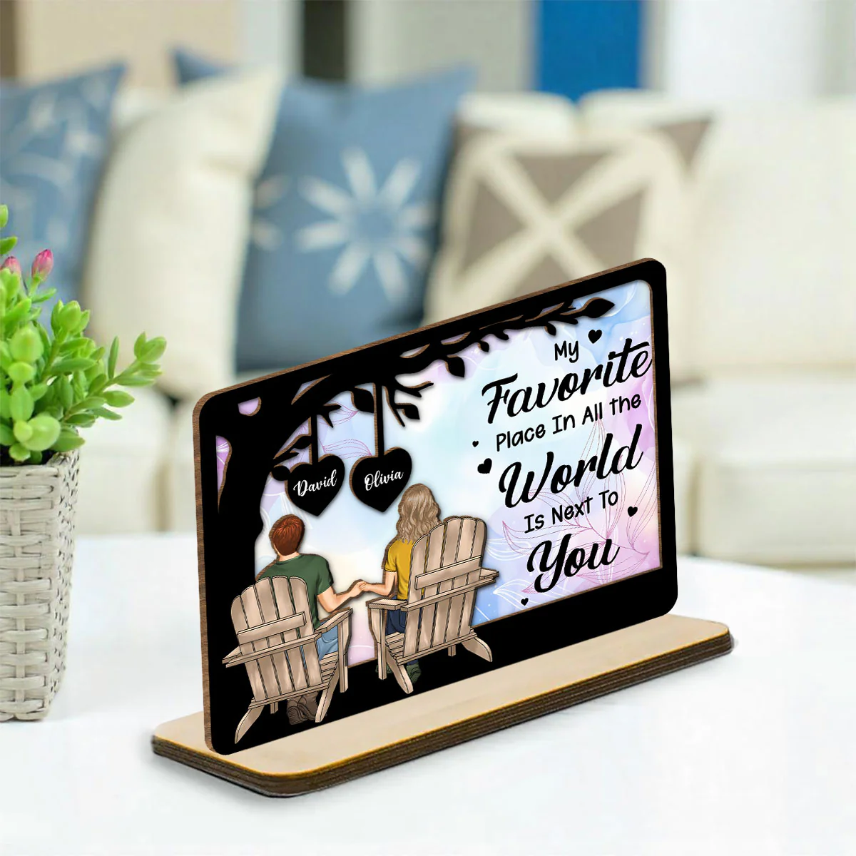 My Favorite Place - Personalized Custom 2-Layer Wood Plaque With Flat Base - Image 2