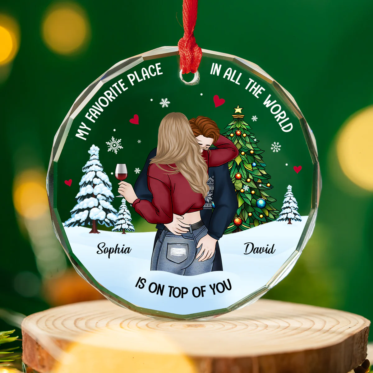 My Favorite Place - Personalized Custom Glass Ornament - Image 3