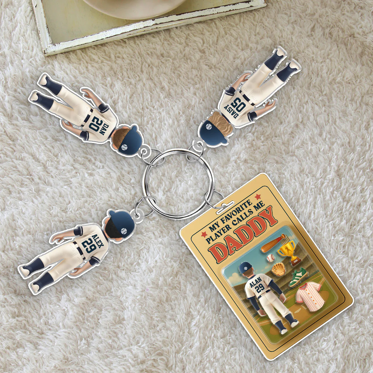 My Favorite Player Calls Me Dad - Personalized Acrylic Tag Keychain - Image 2