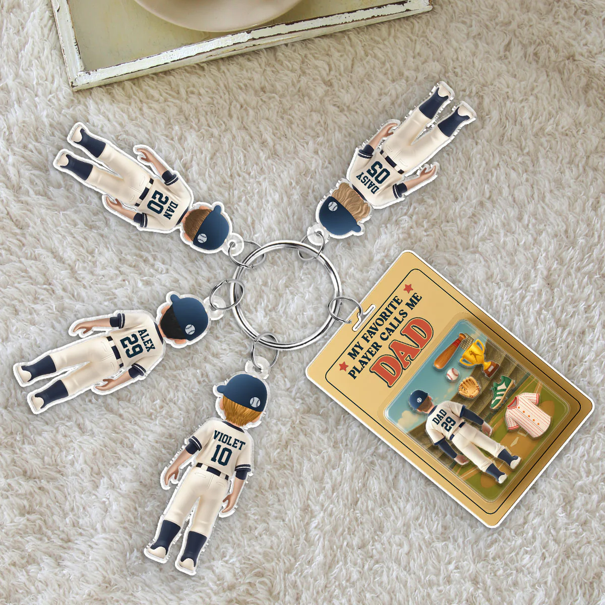 My Favorite Player Calls Me Dad - Personalized Acrylic Tag Keychain - Image 3