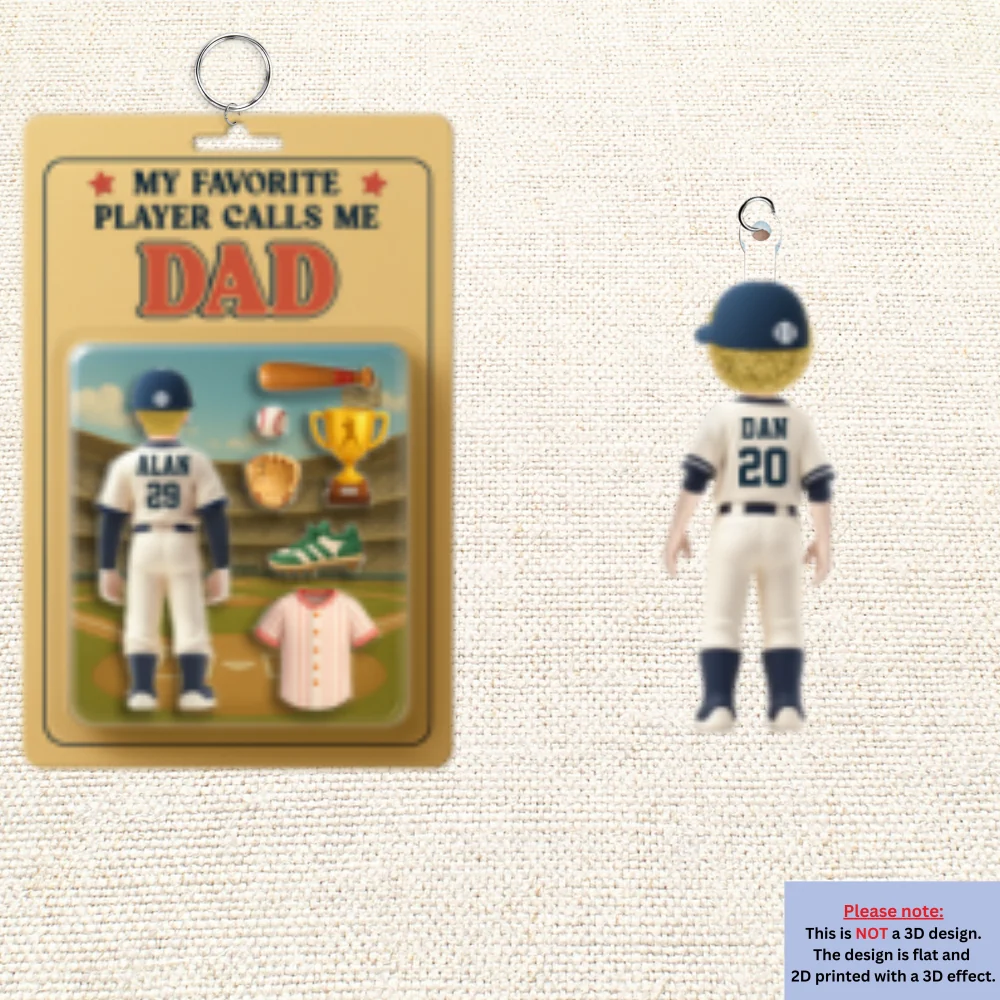 My Favorite Player Calls Me Dad - Personalized Acrylic Tag Keychain - Image 4