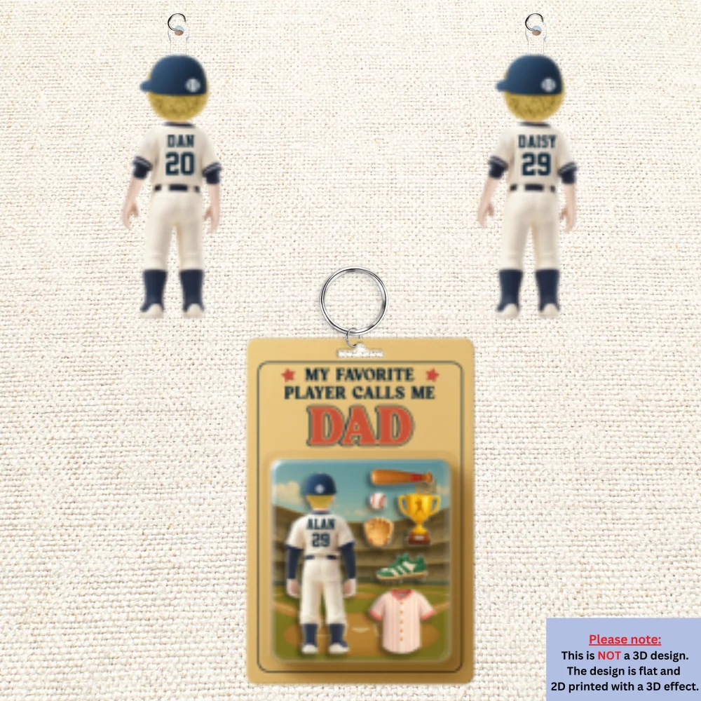 My Favorite Player Calls Me Dad - Personalized Acrylic Tag Keychain - Image 5