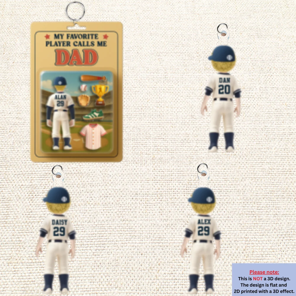 My Favorite Player Calls Me Dad - Personalized Acrylic Tag Keychain - Image 6