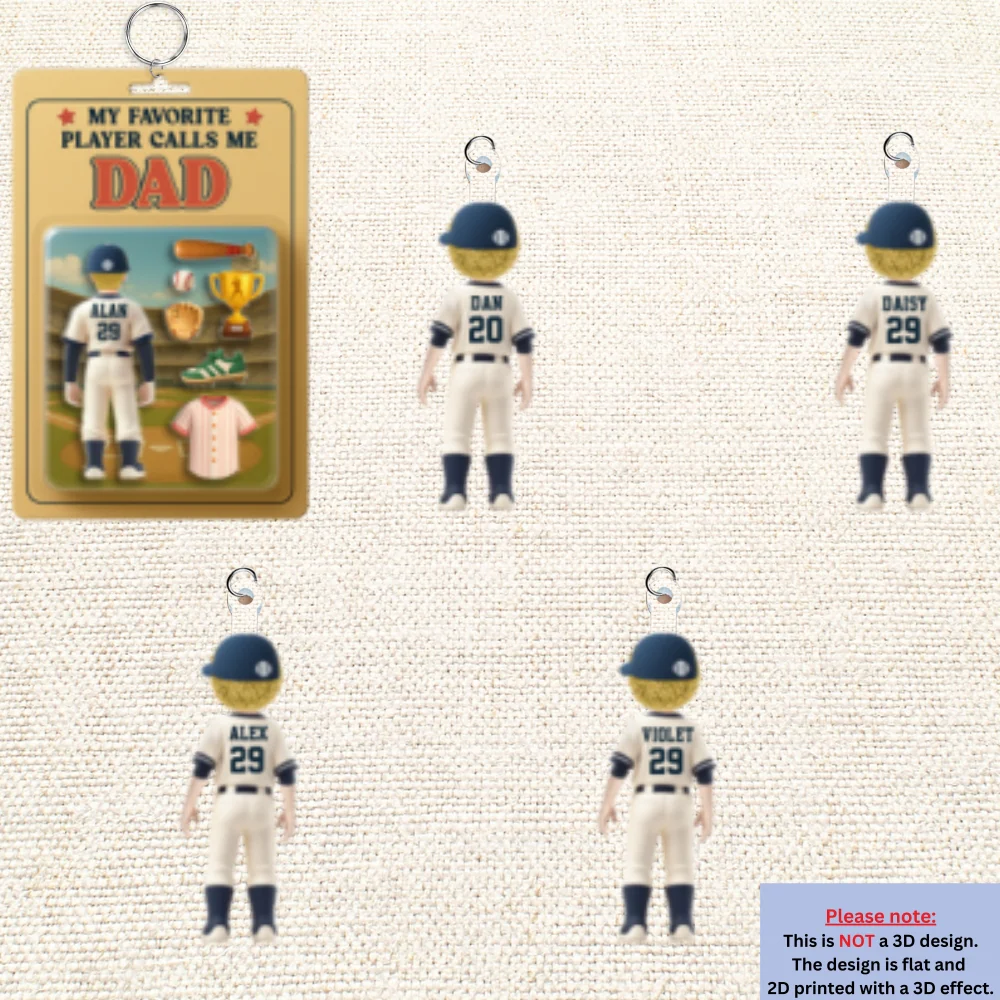 My Favorite Player Calls Me Dad - Personalized Acrylic Tag Keychain - Image 7