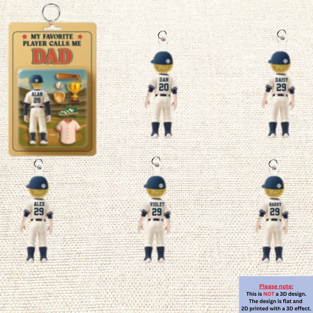 My Favorite Player Calls Me Dad - Personalized Acrylic Tag Keychain - Image 8