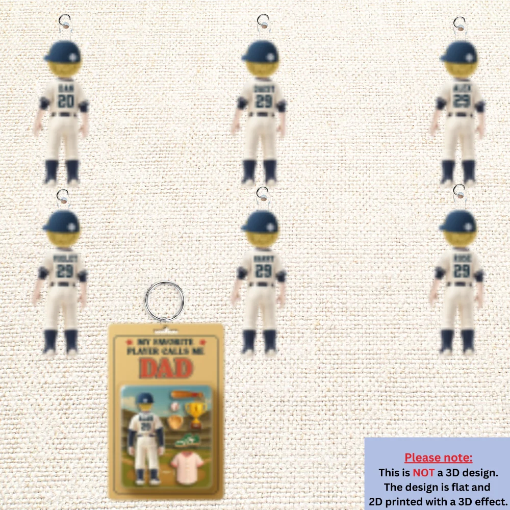 My Favorite Player Calls Me Dad - Personalized Acrylic Tag Keychain - Image 9