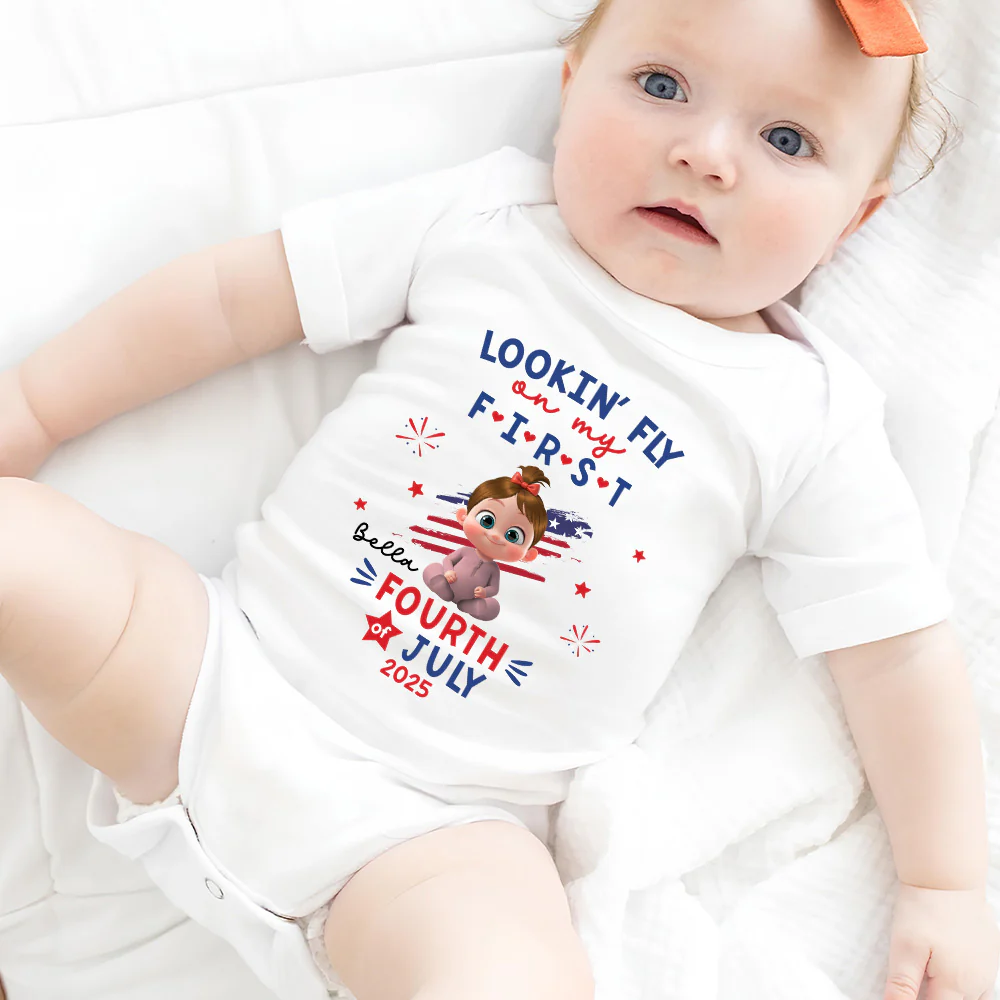 My First 4th July - Personalized Custom Baby Onesie - Image 5
