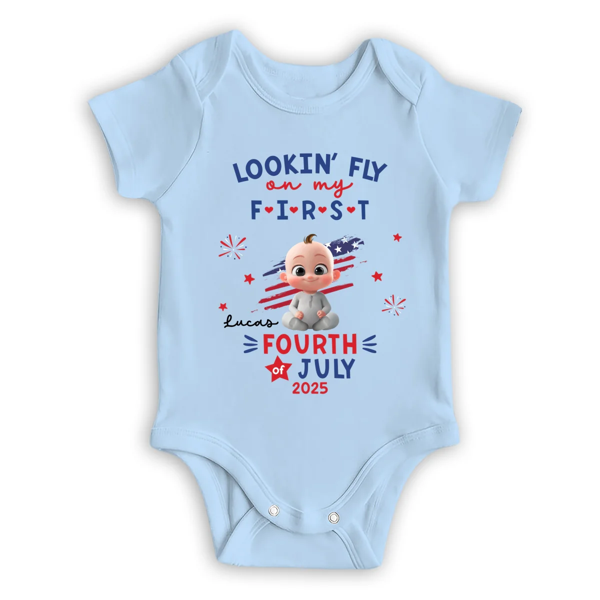 My First 4th July - Personalized Custom Baby Onesie - Image 8