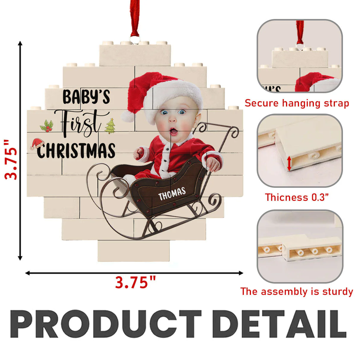 My First Christmas - Personalized Custom Puzzle Ornament - Image 5