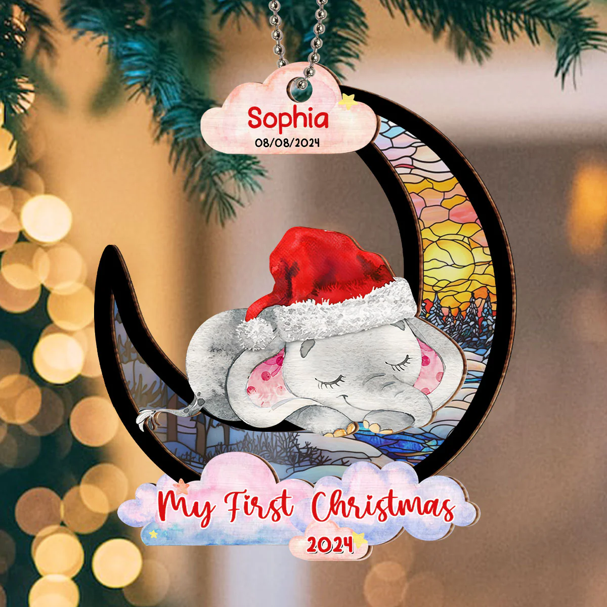 My First Christmas - Personalized Custom Suncatcher Ornament - Image 2
