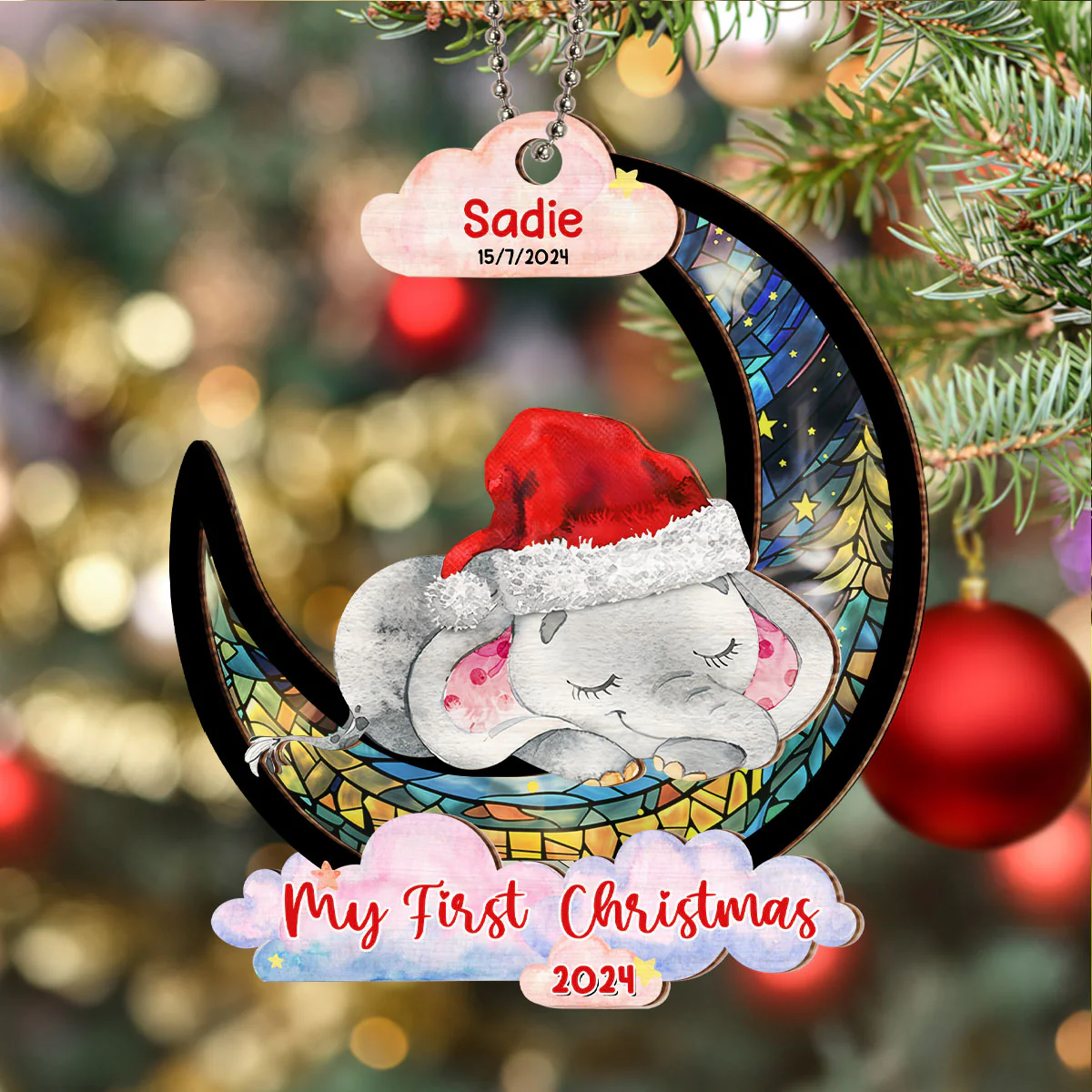 My First Christmas - Personalized Custom Suncatcher Ornament - Image 3