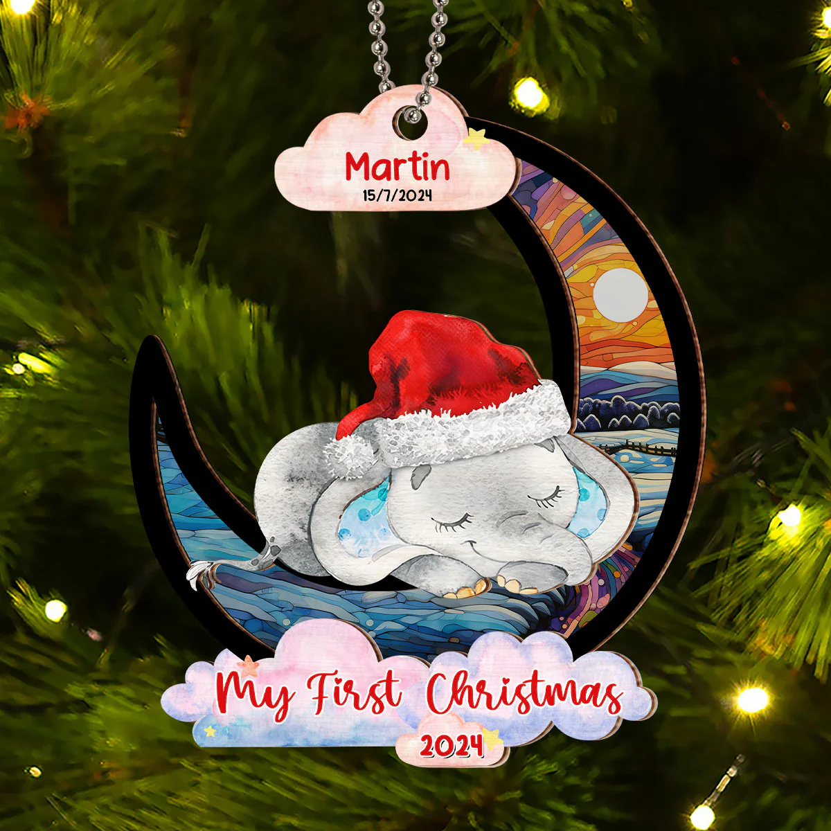 My First Christmas - Personalized Custom Suncatcher Ornament - Image 4