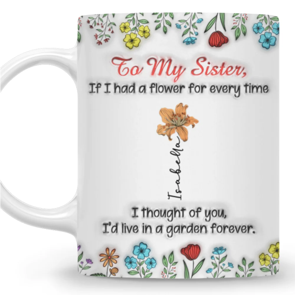 My Garden Grows With Sisters - Personalized Custom 3D Inflated Effect Mug - Image 5