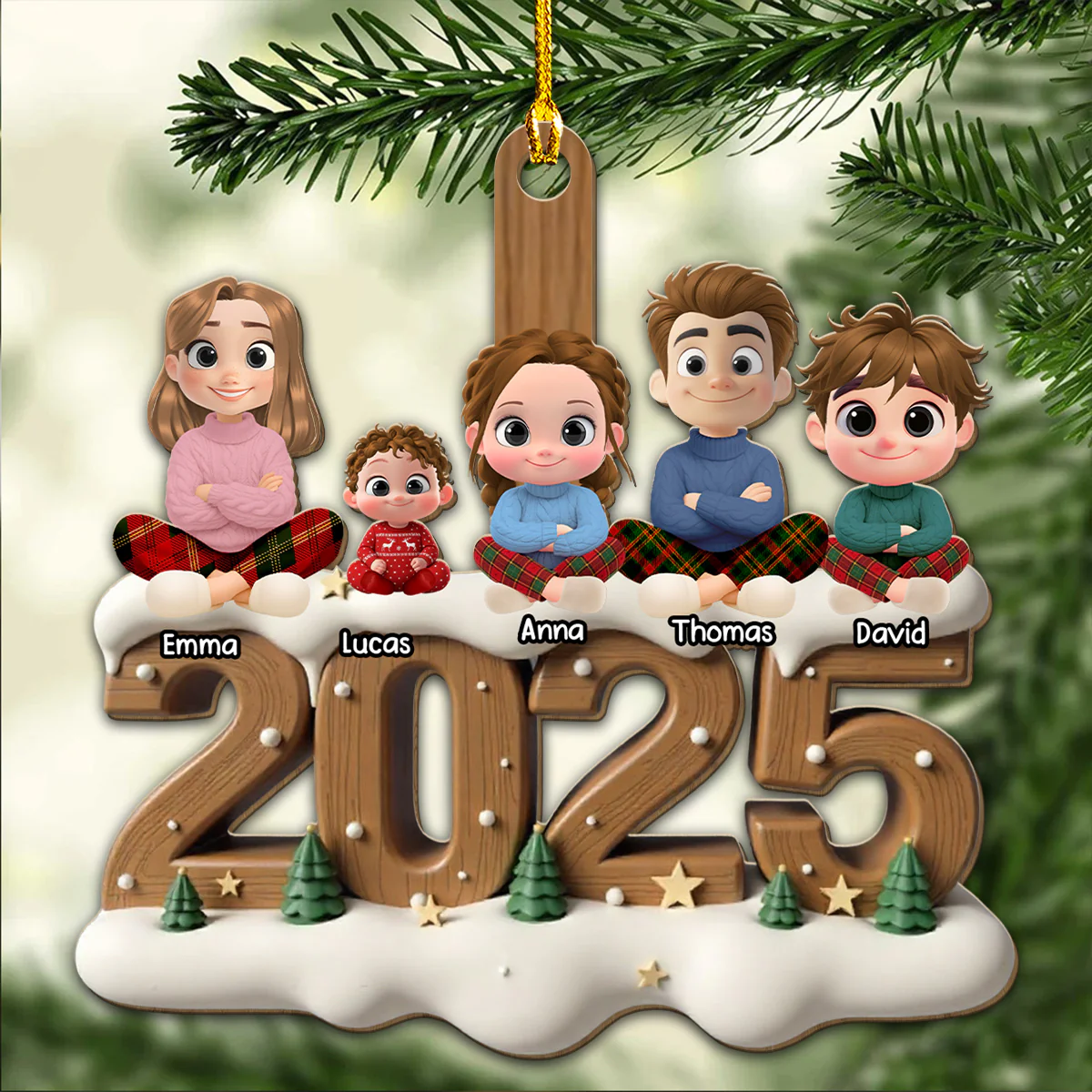 My Grand Babies This Year Onwards - Personalized Custom 3D Effect Wood Ornament - Image 4