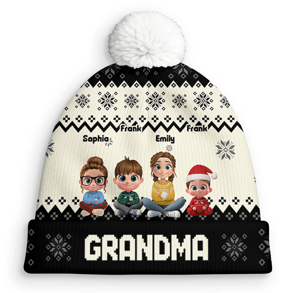 My Grandkids Are Ahead All - Personalized Custom Bobble Beanie Hat - Image 2