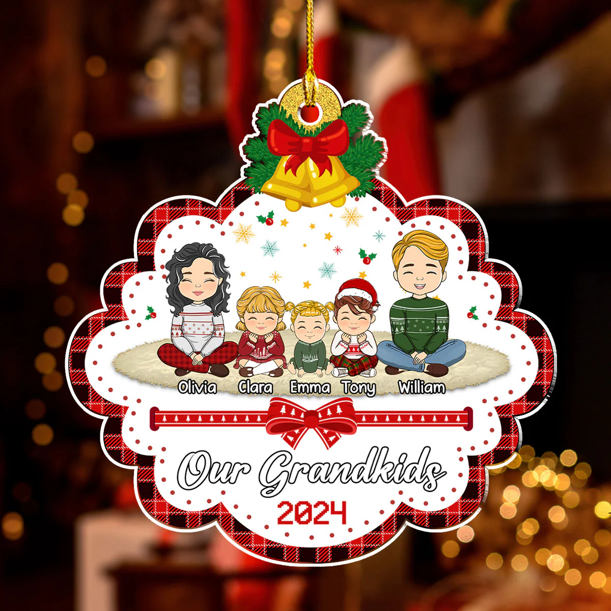 My Grandkids Christmas - Personalized Custom Acrylic Ornament - Image 3