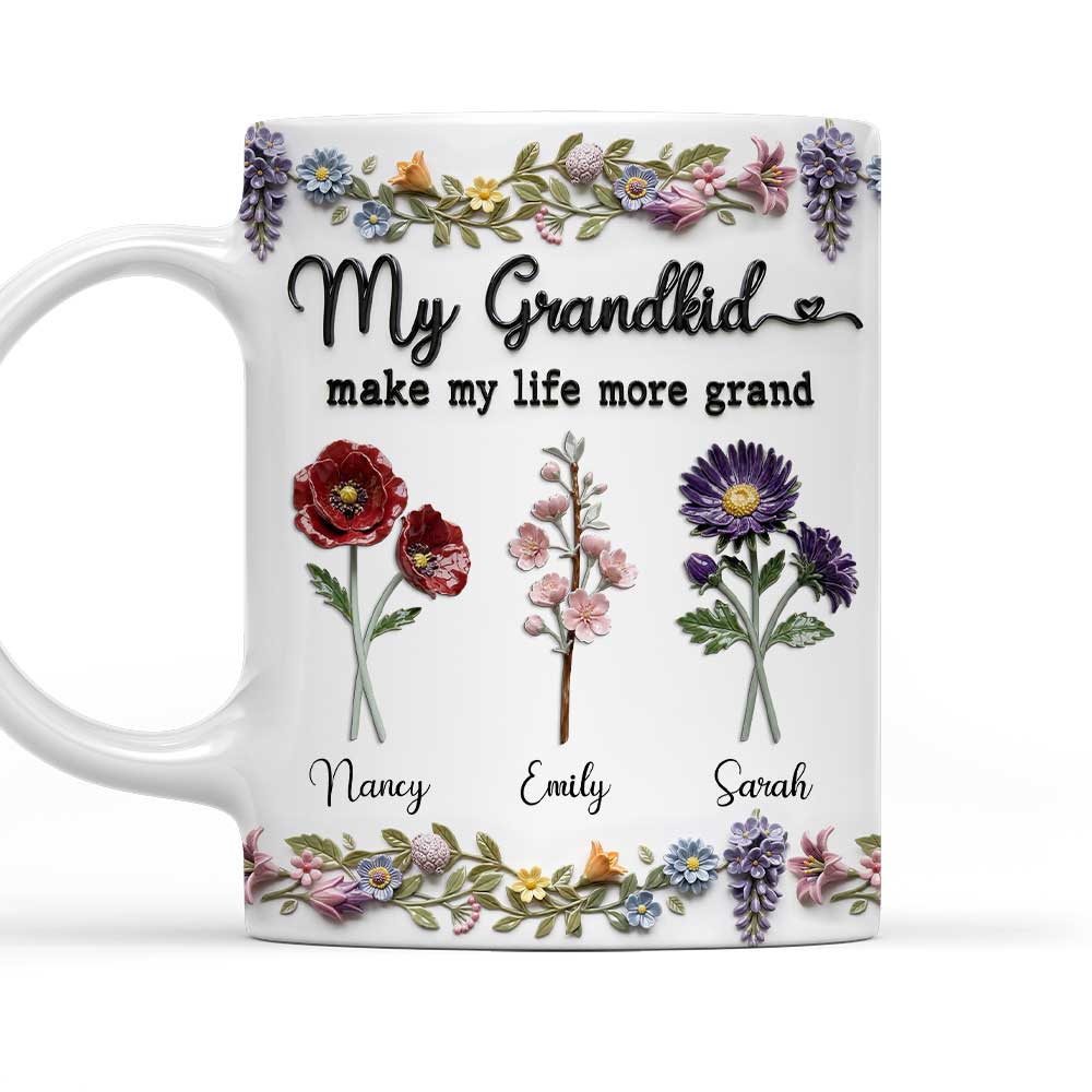My Grandkids Make Life Bloom - Personalized Custom 3D Effect Mug