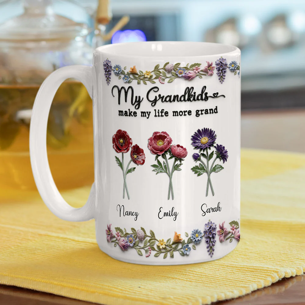 My Grandkids Make Life Bloom - Personalized Custom 3D Effect Mug - Image 5