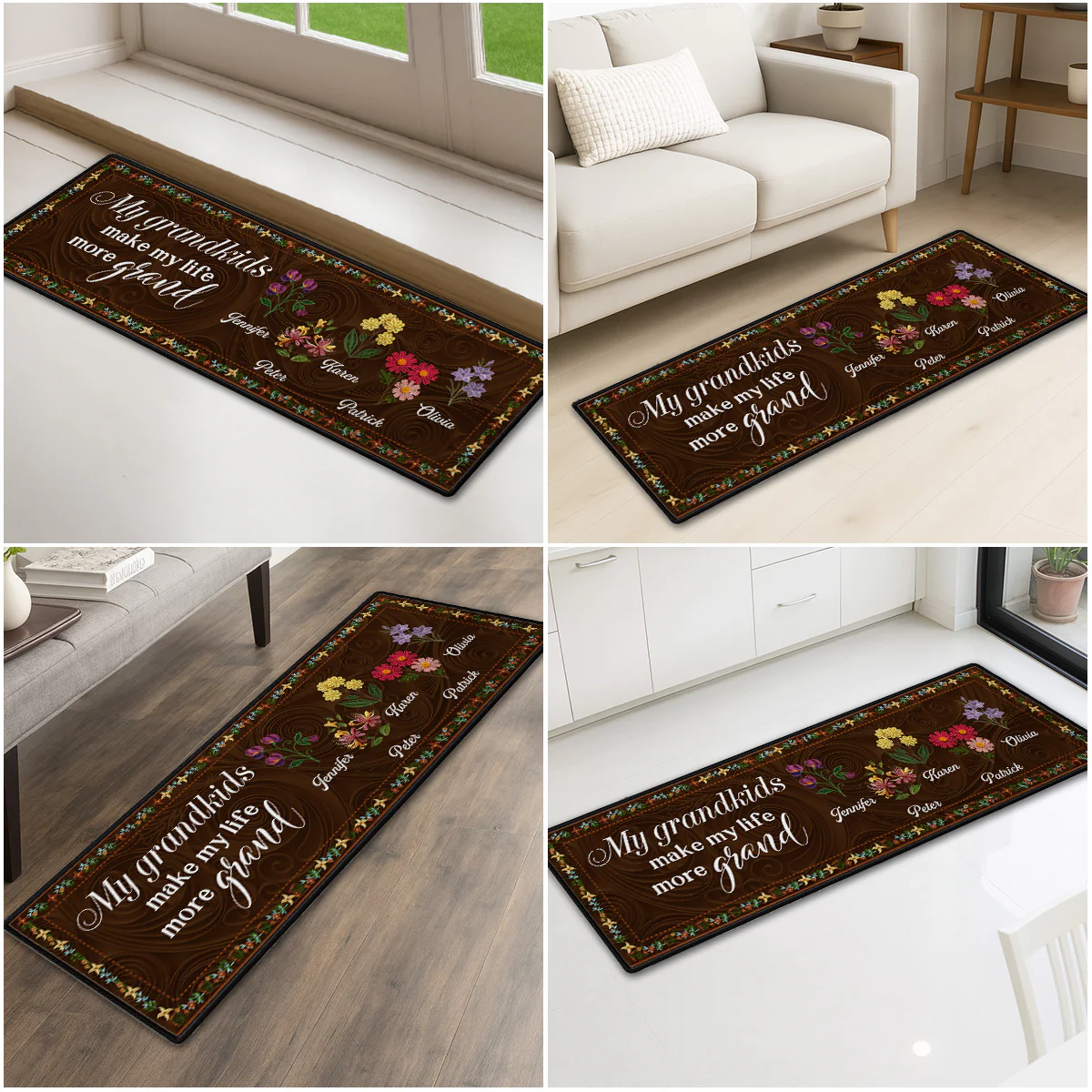 My Grandkids Make Life Grand - Personalized Custom Runner Rug - Image 2