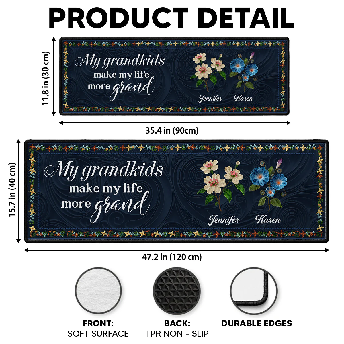 My Grandkids Make Life Grand - Personalized Custom Runner Rug - Image 3