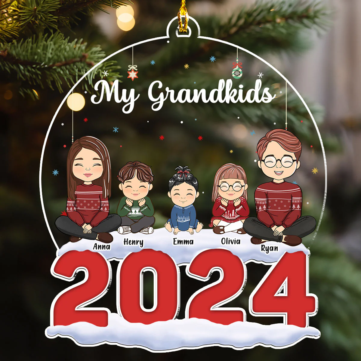 My Grandkids - Personalized Custom Acrylic Ornament - Image 3