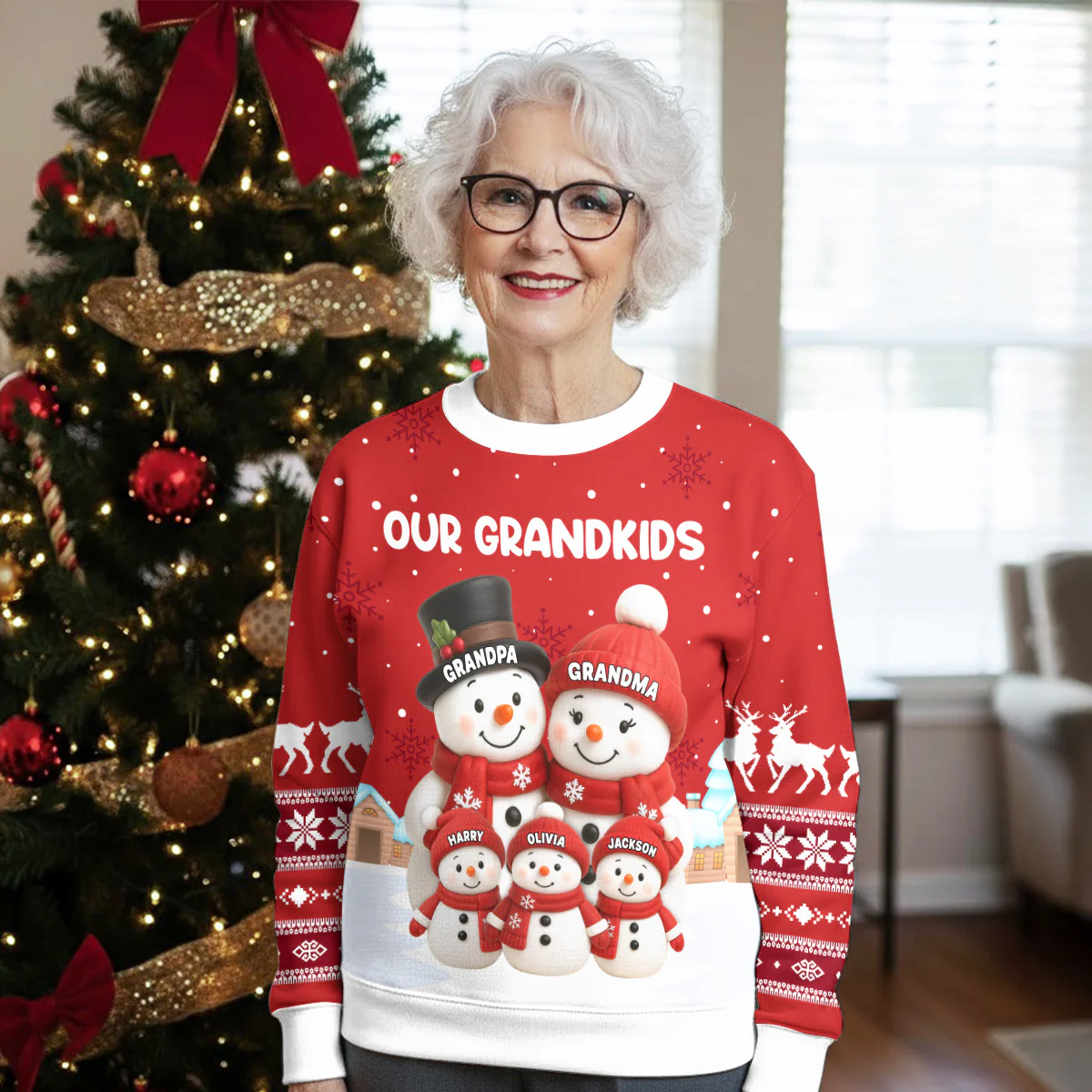 My Grandkids Snow - Personalized Custom All-Over-Print Sweatshirt - Image 3