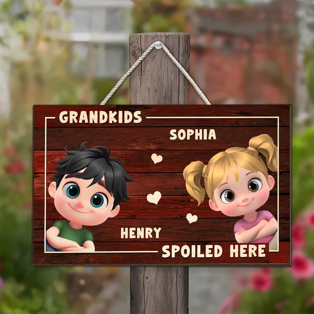 My Grandkids Spoiled Here- Personalized Custom Wood Sign - Image 2