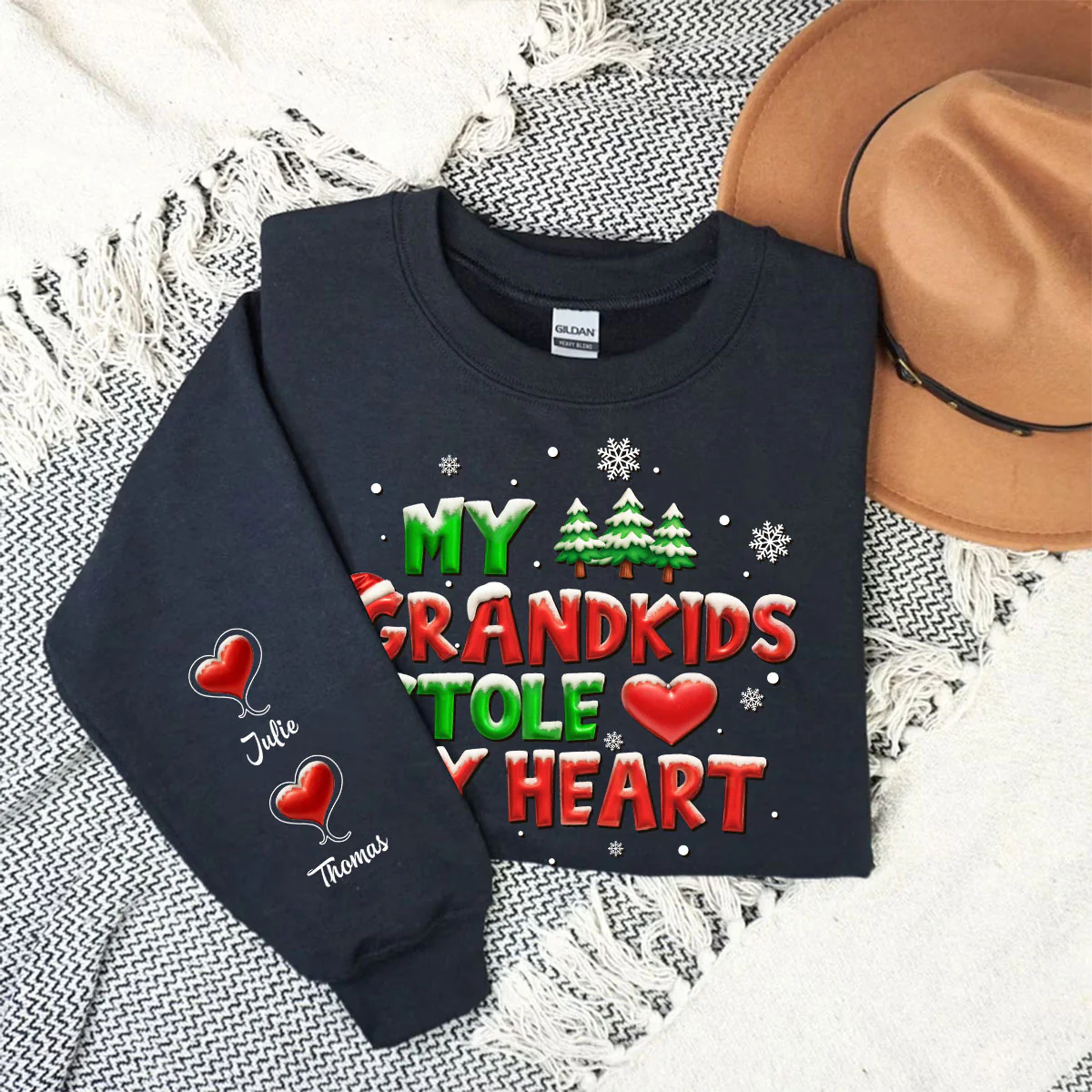 My Grandkids Stole My Heart - Personalized Custom Sweatshirt - Image 3