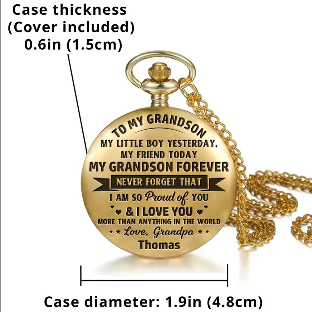 My Grandson Forever - Personalized Custom Pocket Watch - Image 5