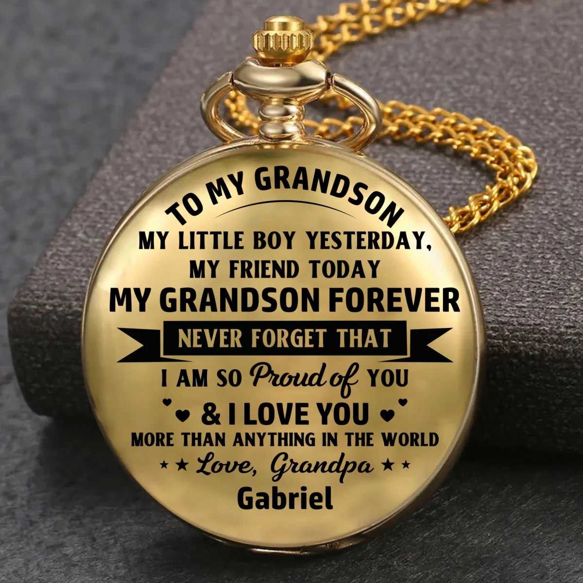 My Grandson Forever - Personalized Custom Pocket Watch - Image 7