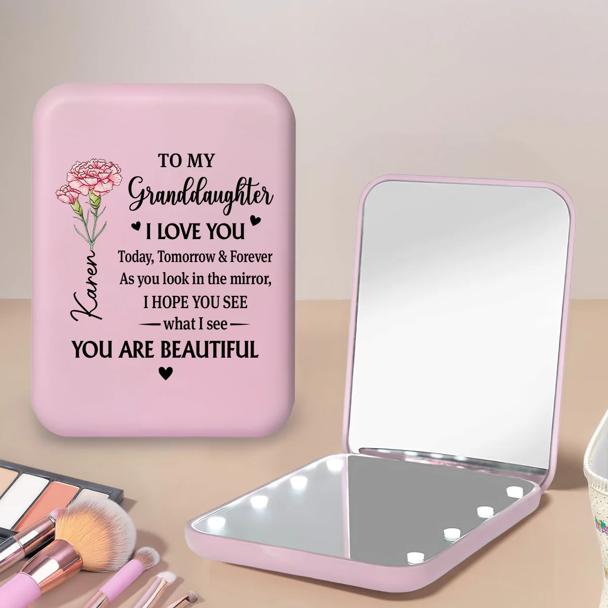 My Greatest Blessing Grandchild - Personalized Custom LED Pocket Mirror - Image 3
