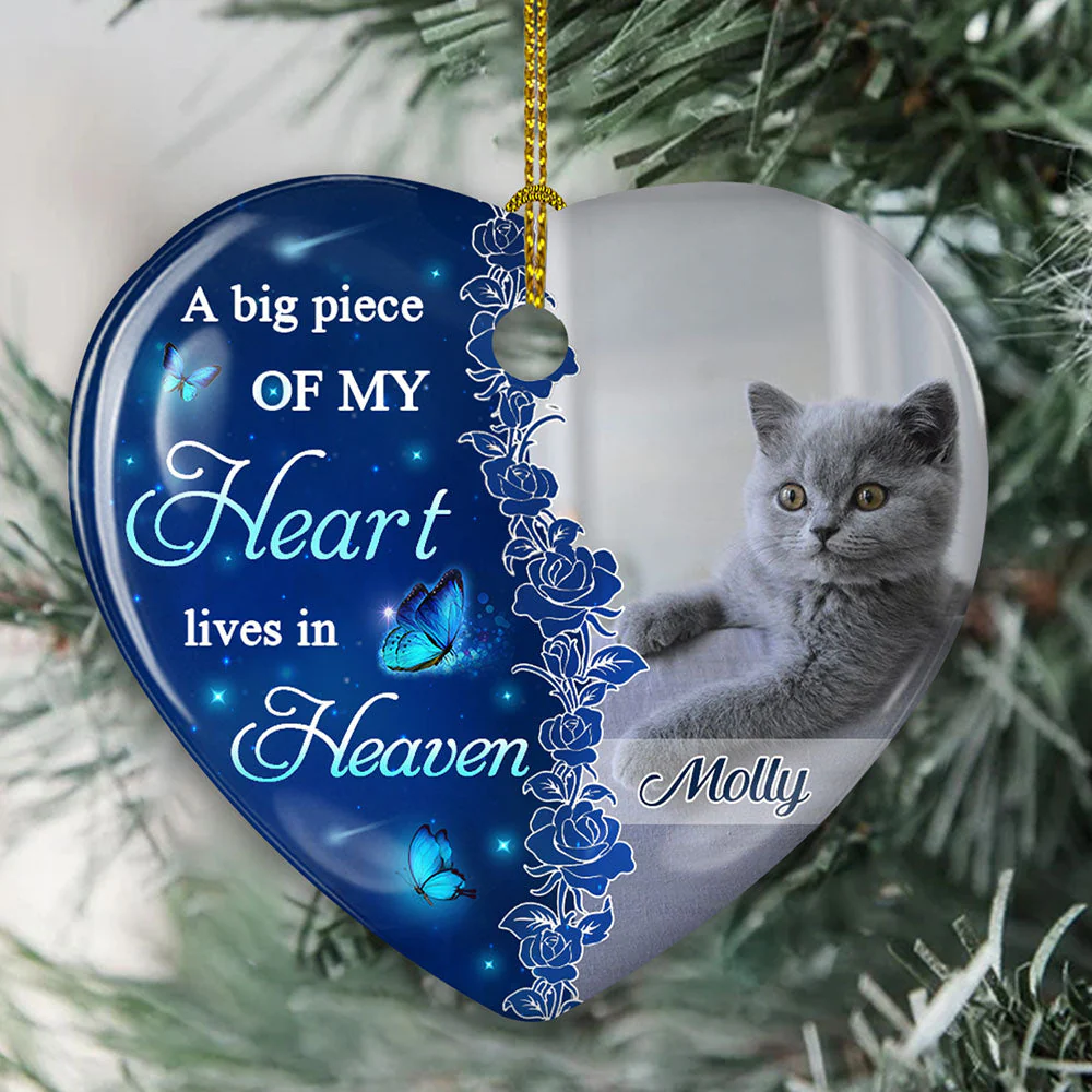 The Hardest Goodbye - Personalized Custom Heart Ceramic Christmas Ornament - Image 4