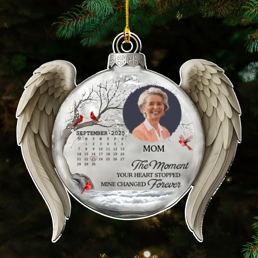 My Heart Changed Forever Angel Wings - Personalized Custom Acrylic Ornament - Image 7