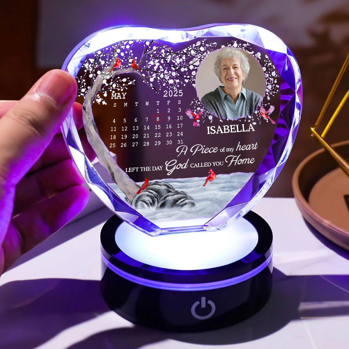 My Heart Changed Forever - Personalized Custom Crystal Led Light - Image 4