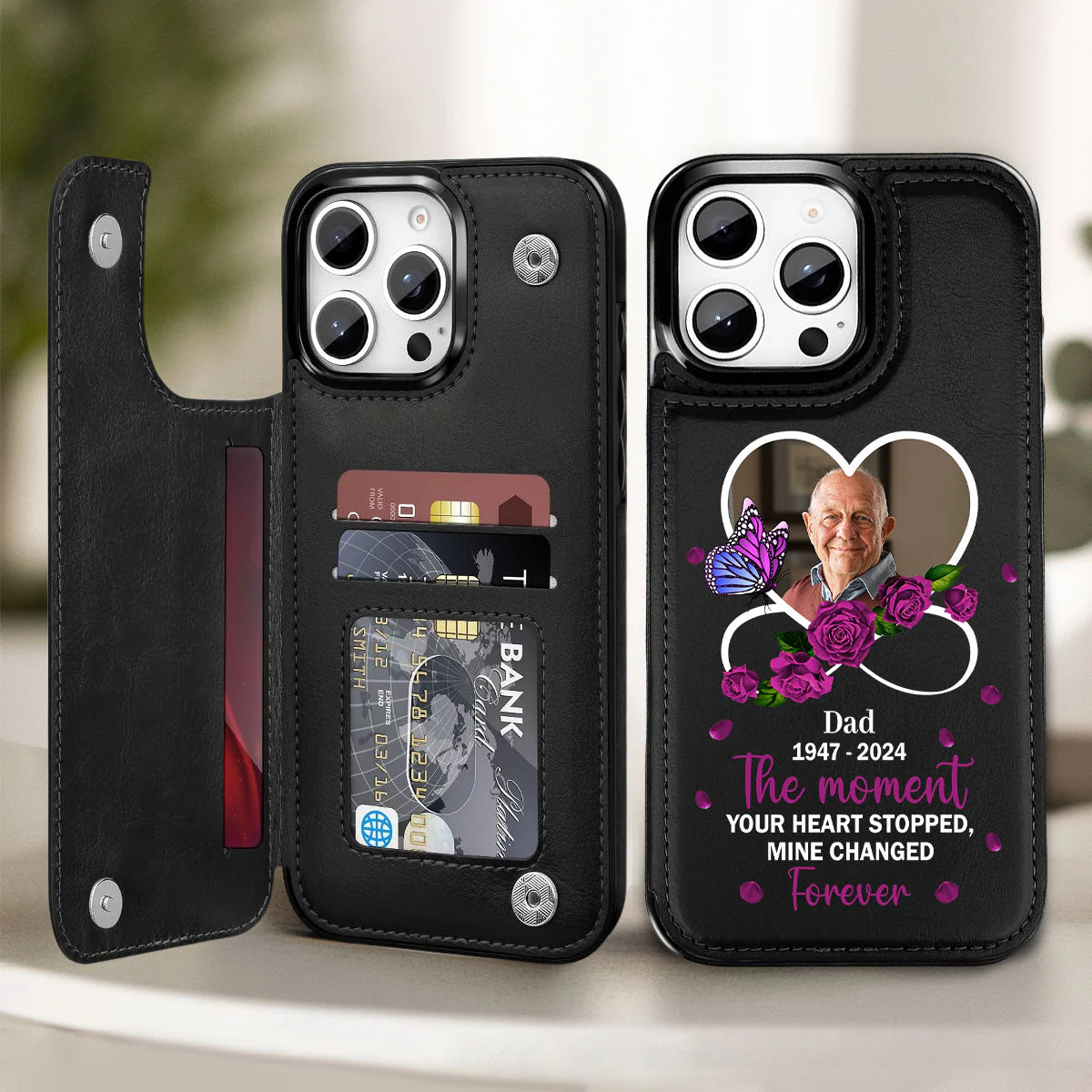 My Heart Changed Forever - Personalized Custom Leather Phone Case - Image 2