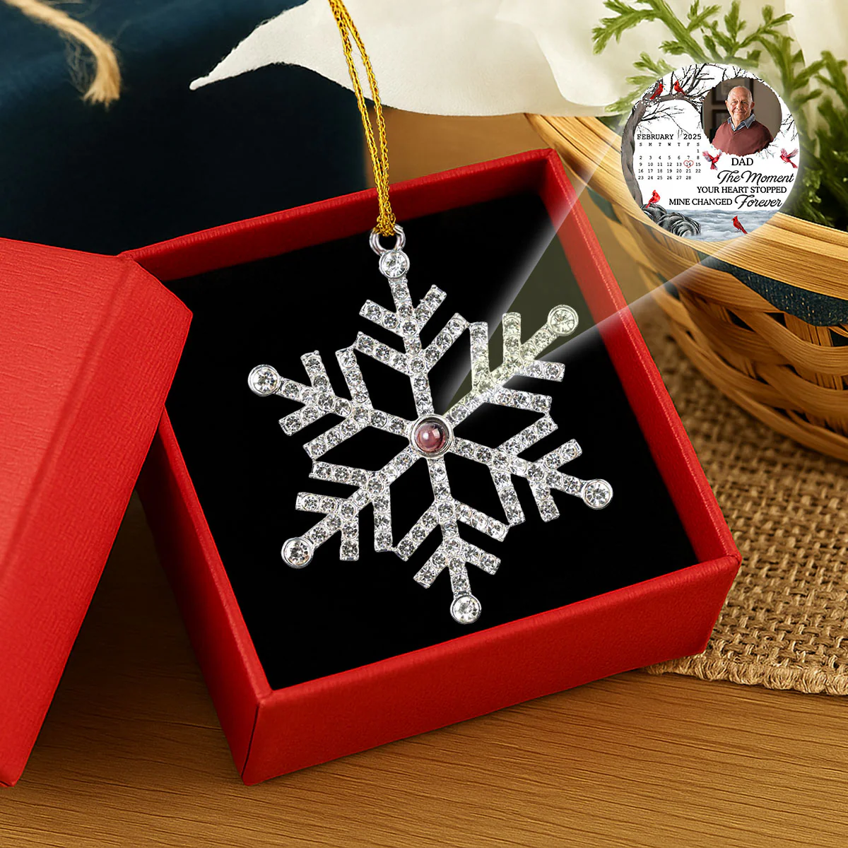 My Heart Changed Forever - Personalized Custom Photo Snowflake Projection Ornament - Image 3
