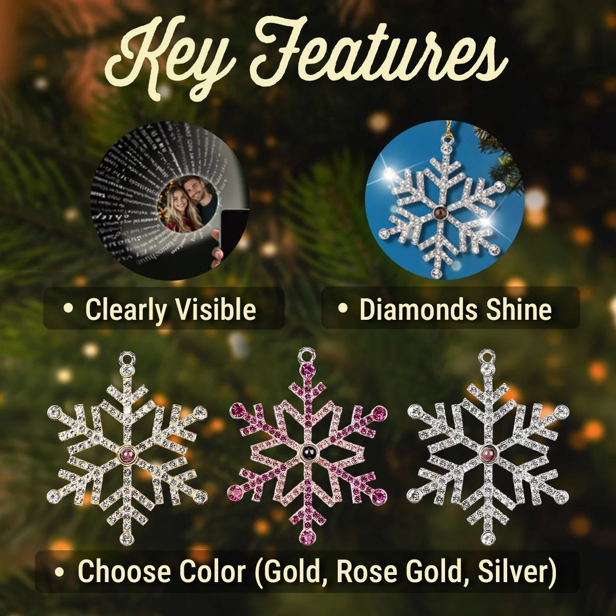 My Heart Changed Forever - Personalized Custom Photo Snowflake Projection Ornament - Image 5