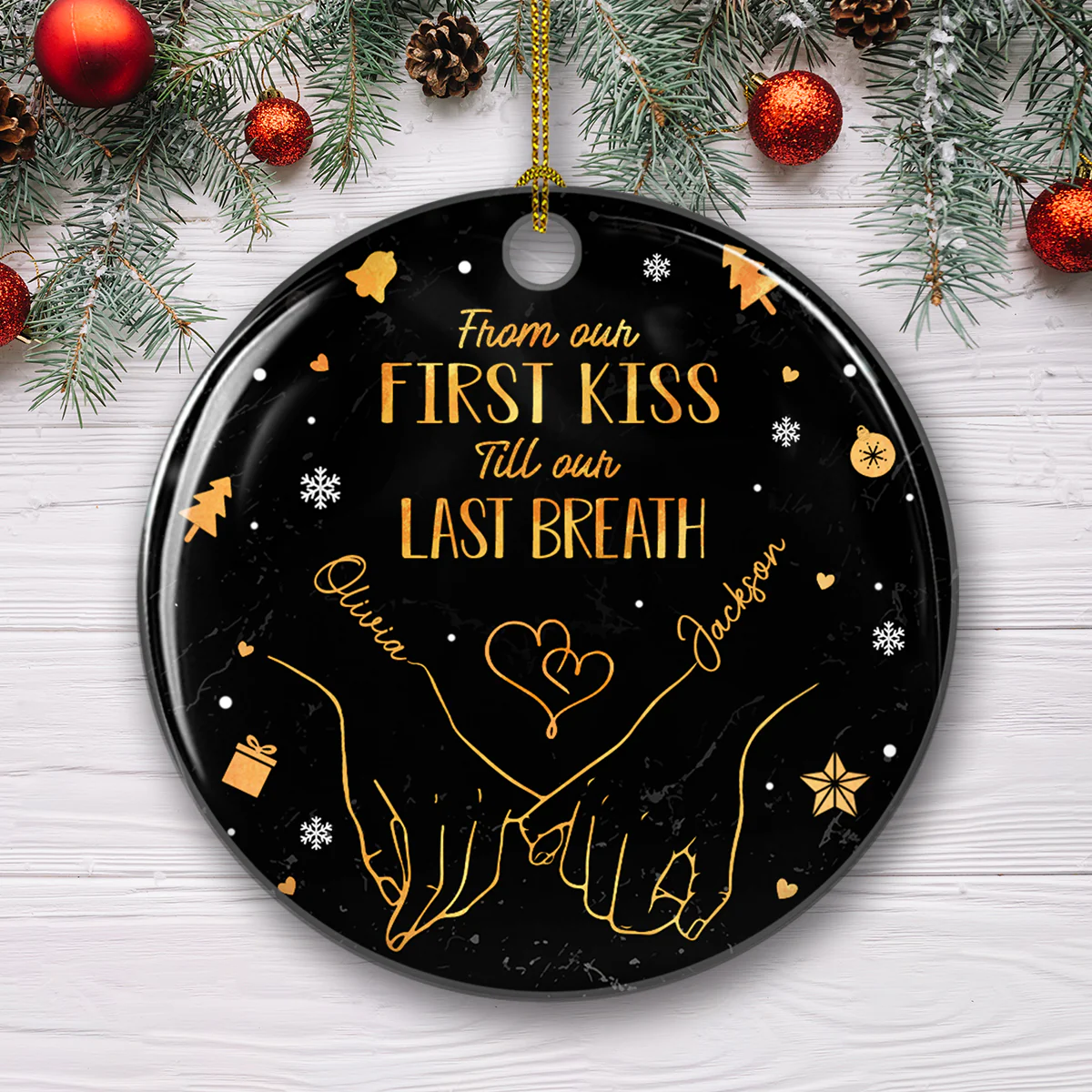 My Heart Is Perfect Because You Are Inside - Personalized Custom Ceramic Ornament - Image 3