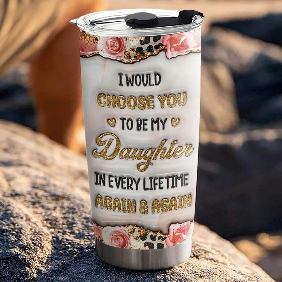 My Heart My Daughter - Personalized Custom 3D Inflated Effect Tumbler - Image 3