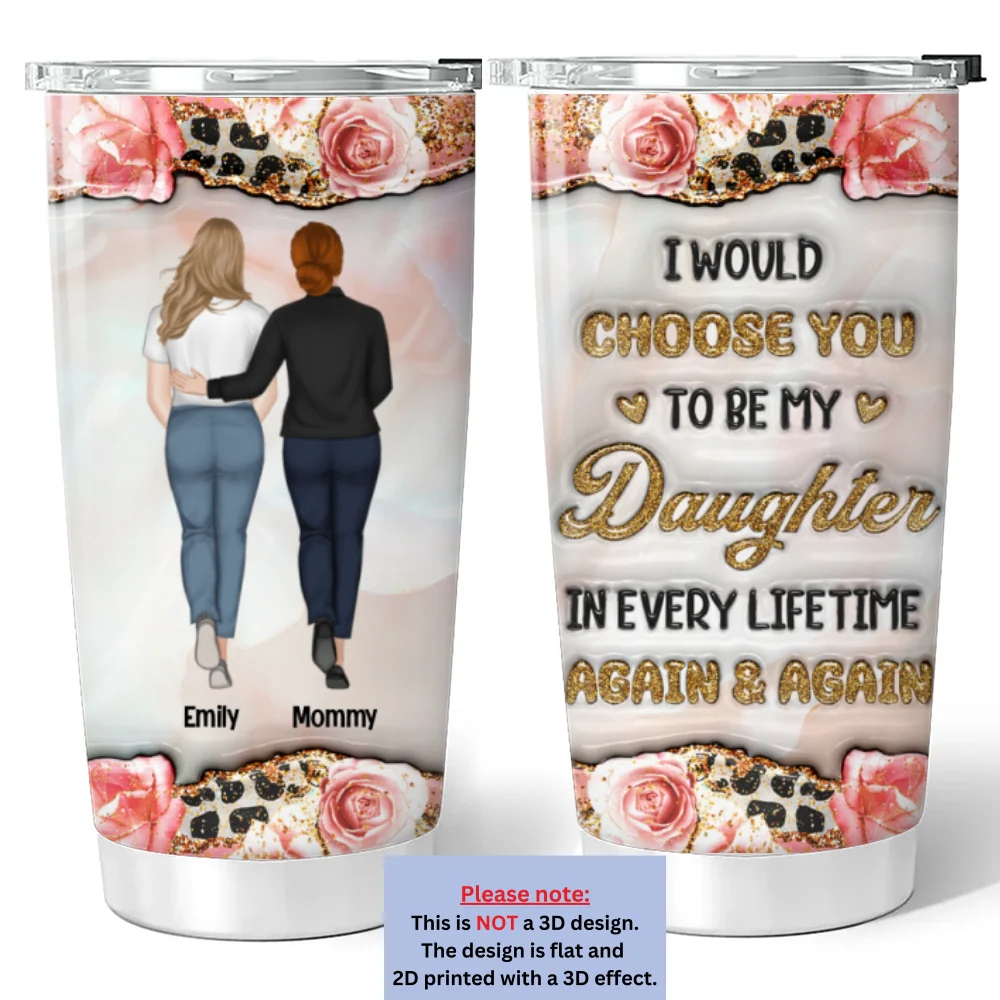 My Heart My Daughter - Personalized Custom 3D Inflated Effect Tumbler - Image 6