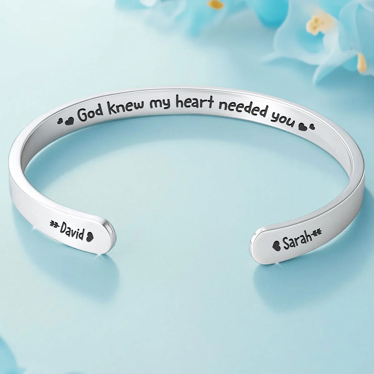 My Heart Needed You - Personalized Custom Bracelet Cuff - Image 2