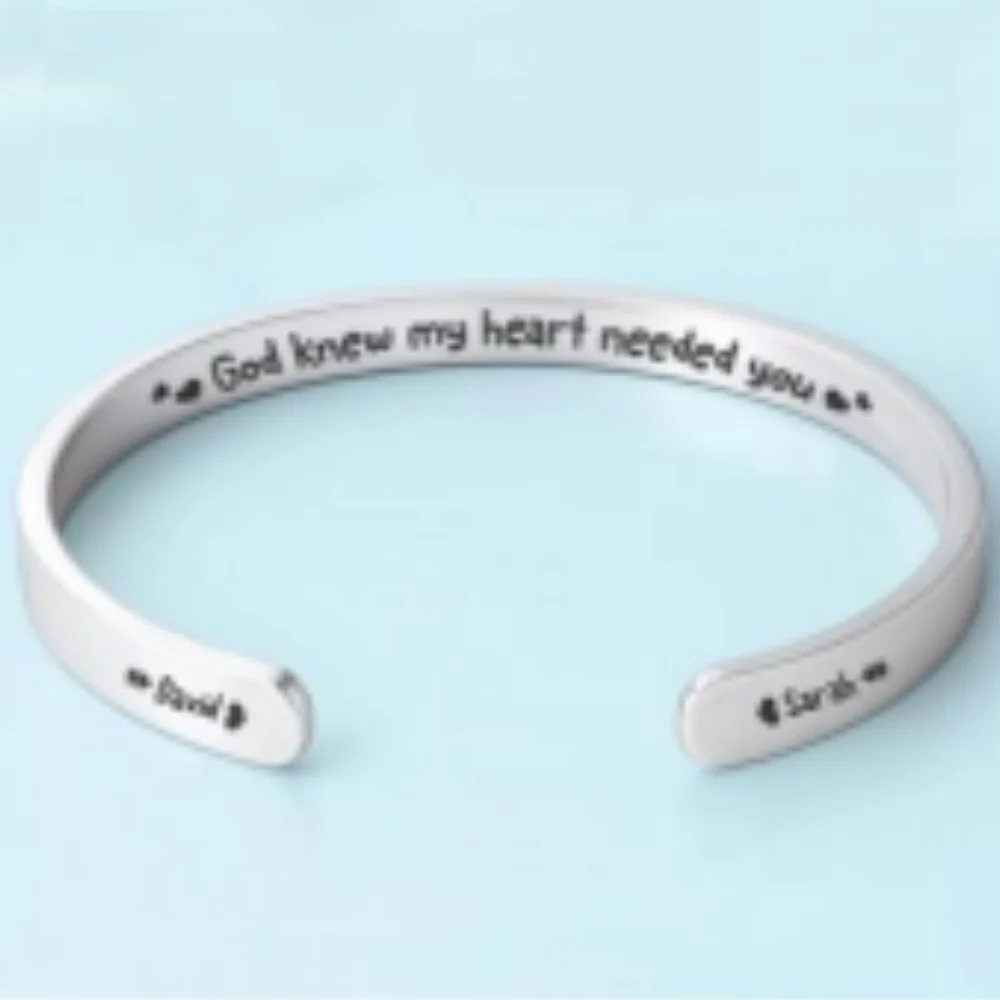 My Heart Needed You - Personalized Custom Bracelet Cuff - Image 5