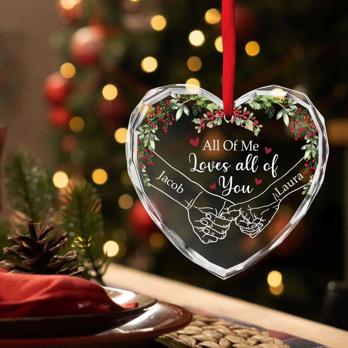 My Heart Needed You - Personalized Custom Glass Ornament - Image 3