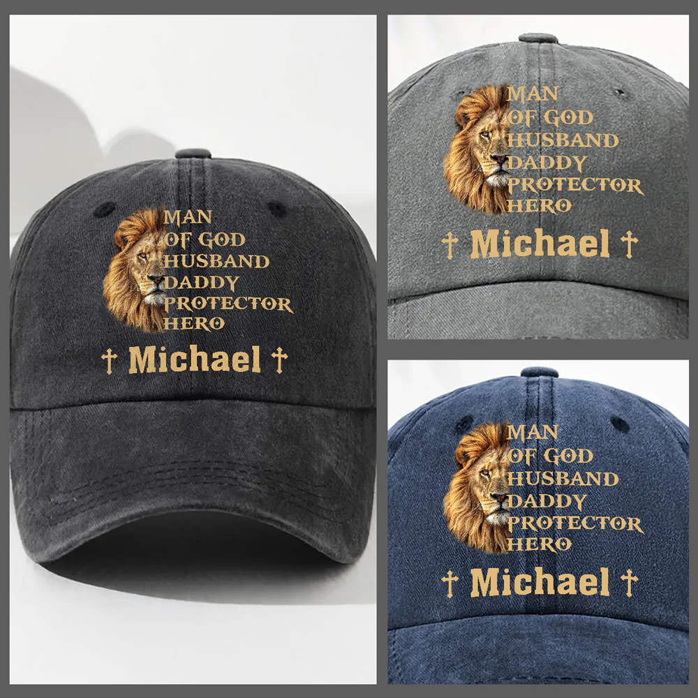 My Hero - Personalized Custom Vintage Washed Denim Cap - Image 4