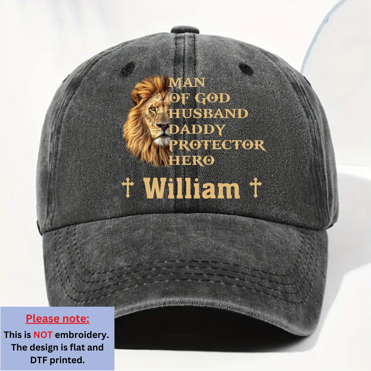 My Hero - Personalized Custom Vintage Washed Denim Cap - Image 7
