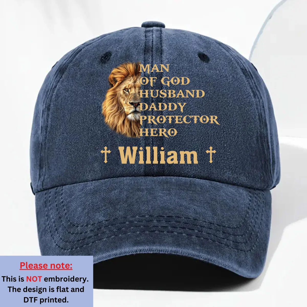 My Hero - Personalized Custom Vintage Washed Denim Cap - Image 9