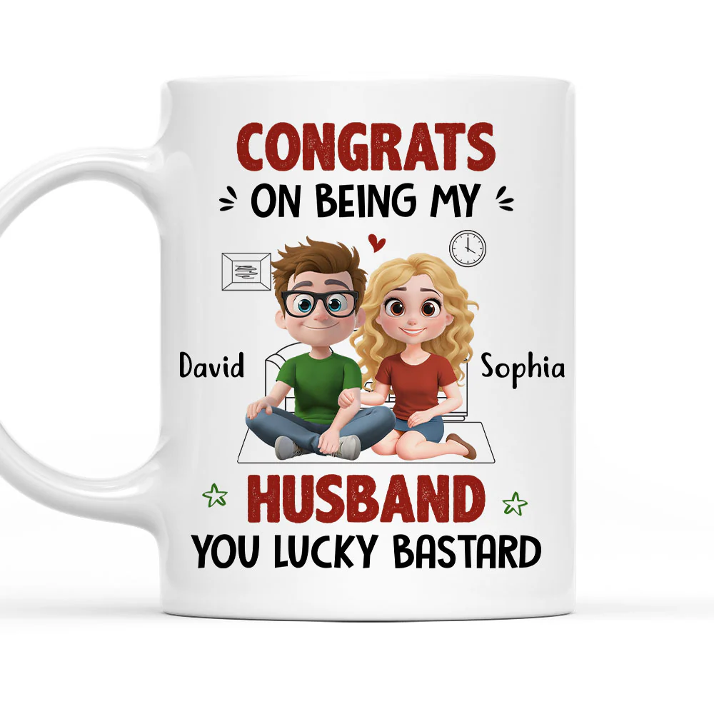 My Husband Won The Jackpot - Personalized Custom Coffee Mug