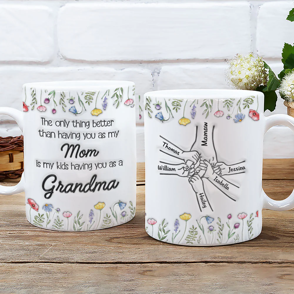 My Kids Having You As Grandma - Personalized Custom 3D Inflated Effect Mug - Image 5