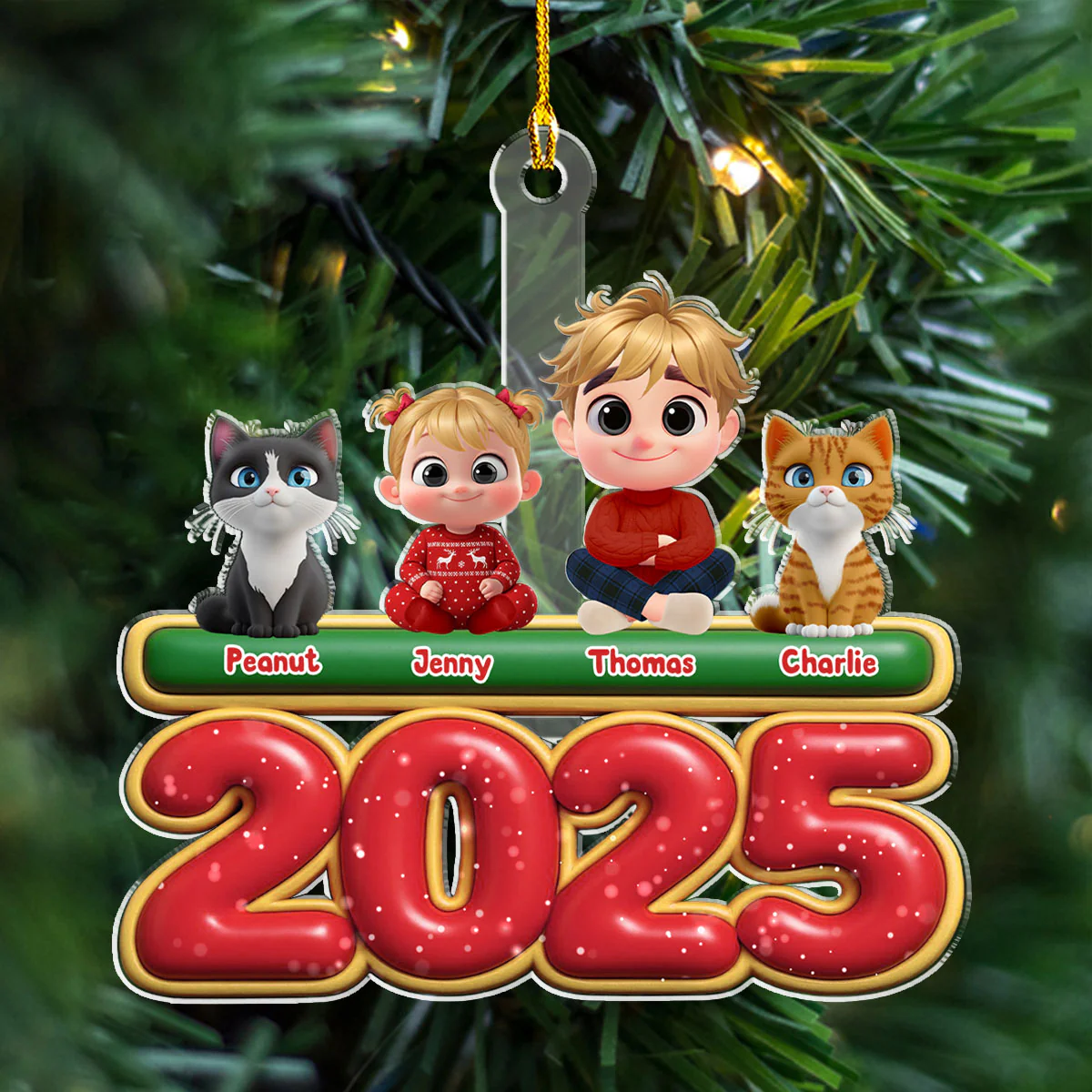 My Kids Is Here Pet Version - Personalized Custom Acrylic Ornament - Image 2